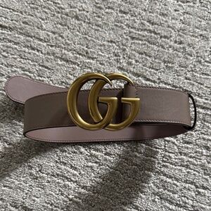 Gucci Marmont GG Leather Belt Taupe Gold Size 75/30 New
